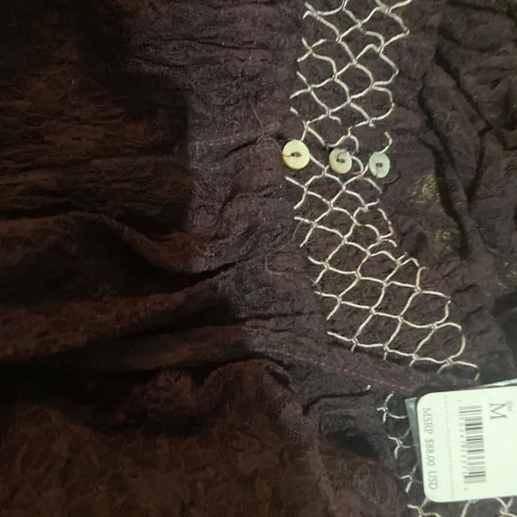 Free people Intimately Plum Wine Button Lace Embroidered Romper Sheer Slip XS - Picture 7 of 9